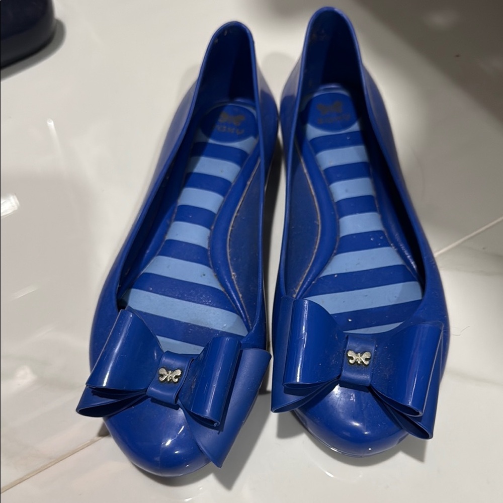 Royal Blue Jelly Flats with Bow